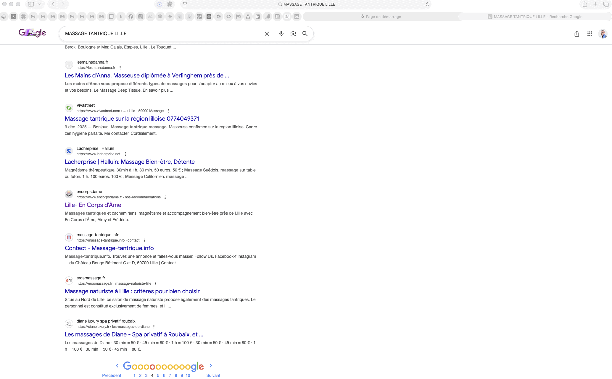 Créer mon site avec Claude IA en version gratuite : mes premiers pas avec l’IA 7 Résultats Google : le site En Corps d’Âme apparaît sur la quatrième page.